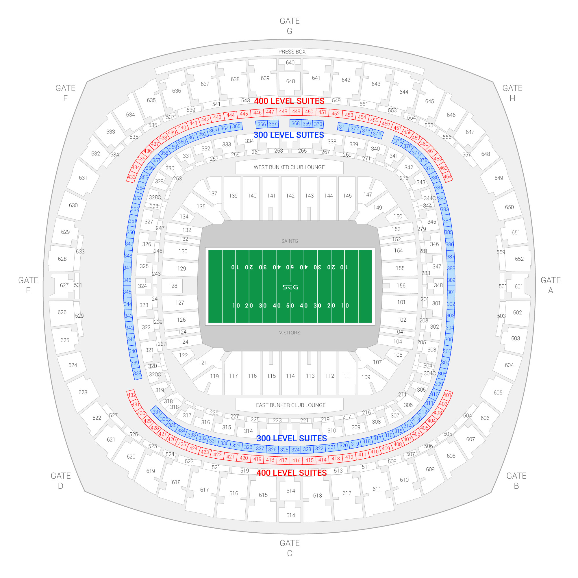 Allstate Sugar Bowl suite map