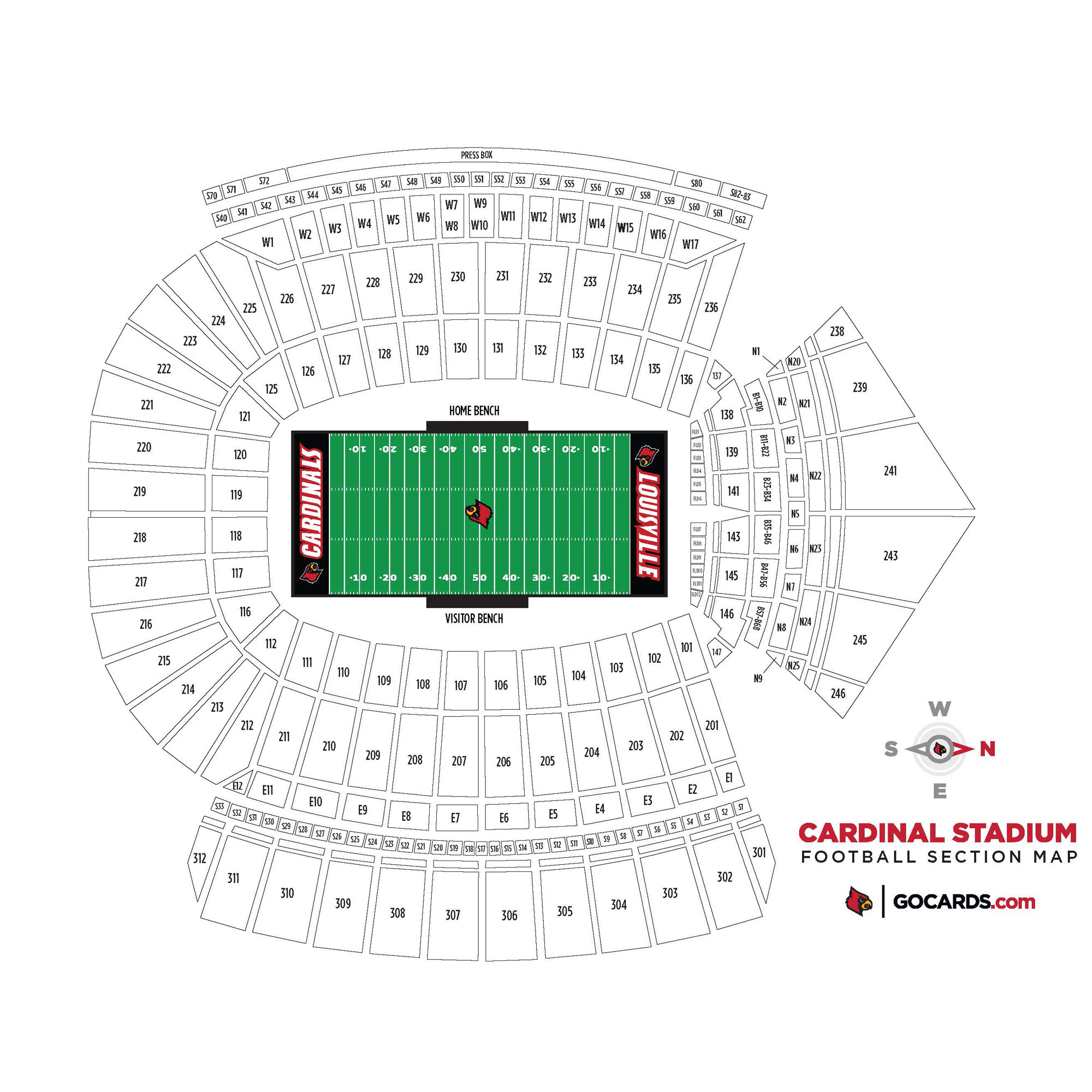 L & N Federal Credit Union Stadium Suite Map